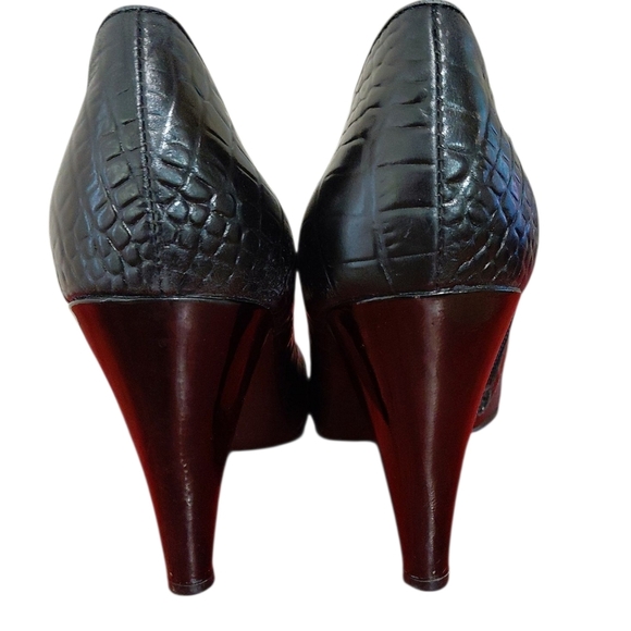 Jon Josef Elegant Black Heels with Embellishments Croc Embossed Shootie - Picture 7 of 11
